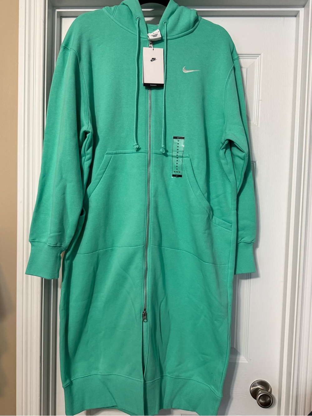 Nike Women’s Zip-Front Hooded Longline Jacket — Mint